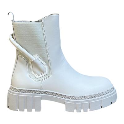 俄罗斯厚底米色短靴加绒切尔西