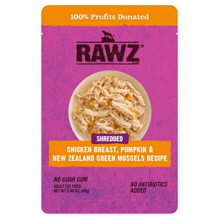 美国 RAWZ罗斯 肉丝/油画系列●鸡肉/鲑鱼/金枪鱼 主食猫餐包 69g