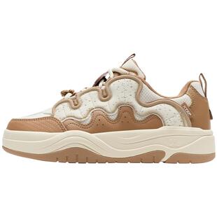 特步华夫鞋女鞋板鞋2025冬季新款运动鞋厚底增高女款975418310055