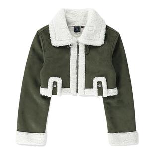 RomanticCrown24秋冬短款女士翻毛保暖拉链外套夹克