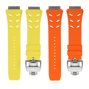 适用理查德米勒米尔RM67-02新款氟橡胶手表带 RM67-01鲨鱼鳃原装款钛合金折叠扣 钛头粒升级版表带男