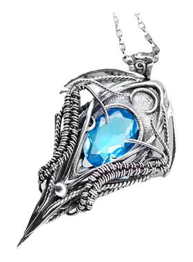 纯银中性蓝色石英项链宝石镶嵌