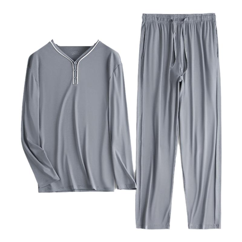 【高檔輕奢禮盒】80S蘭精莫代爾長(zhǎng)袖睡衣家居服套裝男春簡(jiǎn)約春秋