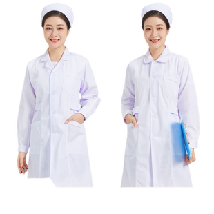 护士服女款长袖厚款白大褂医生工作制服娃娃领圆领药房美容院套装