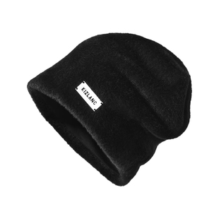 大头围毛绒堆堆帽男2025新款秋冬护耳保暖冷帽美式金属小标包头帽