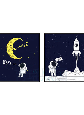 星空太空卡通宇航员装饰画