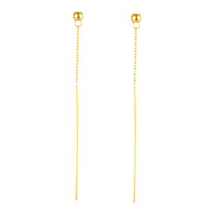 百泰足金999黄金长款耳线金耳钉简约耳饰女长耳环耳坠闺蜜礼生日