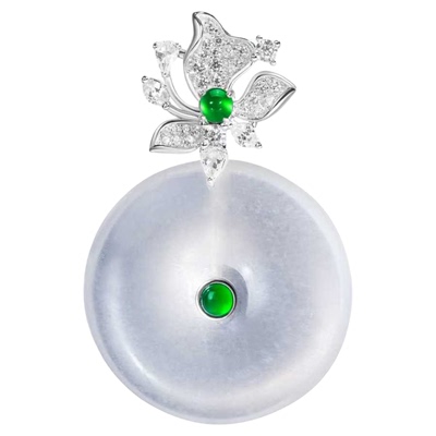 天然石英质玉水沫子平安扣吊坠