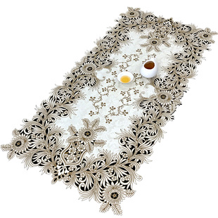 桌旗桌布方桌垫布艺刺绣北欧轻奢美式中式茶防尘盖巾吊穗星夜繁花