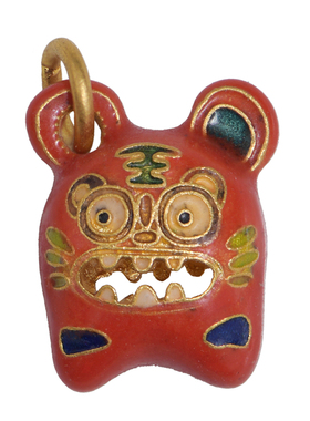 足金珐琅烧蓝小老虎吊坠虎头虎脑