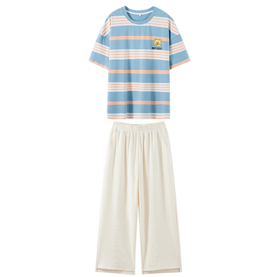 2024夏季新款条纹印花休闲套装