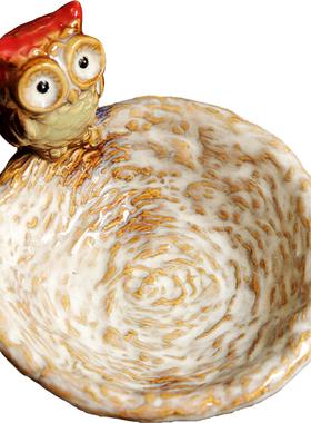 杂货猫头鹰碟装饰陶瓷