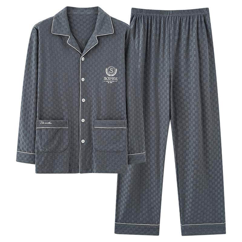 浪莎睡衣长袖男士纯棉家居服套装