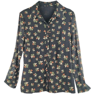 凯斯曼台湾网纱中老年女装春秋长袖修身衬衫打底上衣妈妈装