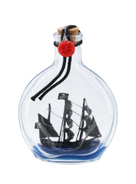 手工玻璃漂流瓶中船黑珍珠号海盗