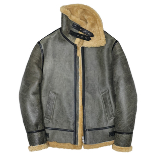 男女原生态绵羊皮毛一体真皮皮衣休闲翻领短款飞行服夹克厚外套欢