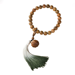 天然绿檀木手持念珠变色复古香囊流苏文玩手链男女佛珠盘玩