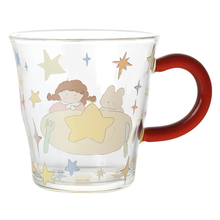 蓝莲花女士高颜值玻璃杯茶杯2025新款高端杯子家用喝水高级感轻奢