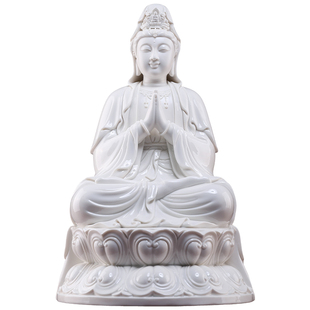 戴玉堂双手合十合掌观音佛像陶瓷供奉家用观世音菩萨摆件德化白瓷