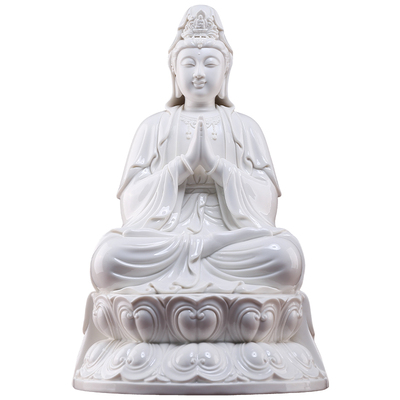 双手合十合掌观音佛像德化白瓷