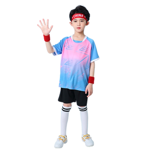 儿童足球服套装女童蓝球运动套装中大童表演服小学生足球队训练服