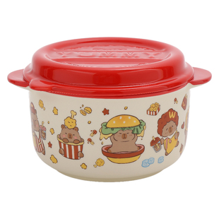 宿舍用带盖面碗个人专用的双耳陶瓷泡面碗可爱大容量汤面碗高颜值