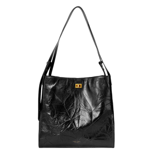 皮尔卡丹官方手抓纹hobo包法式松弛慵懒大容量牛皮托特包礼物