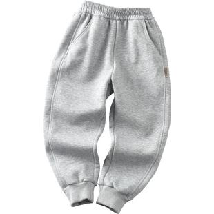 男童女童加绒裤子秋冬款2025新款冬季加厚儿童运动裤薄绒宝宝卫裤