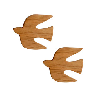 樱桃木鸟挂件墙壁挂饰原木风纯实木装饰手工家居工艺品温馨小燕子