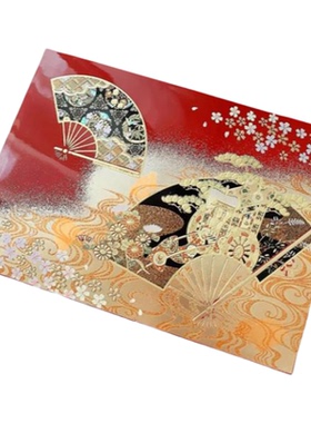 山中漆器金箔宝扇樱花带镜首饰盒