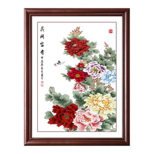花开富贵牡丹图挂画新中式电表箱装饰画竖款配电箱电闸开关遮挡盒