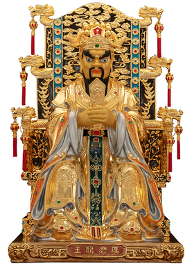 纯铜广济龙王菩萨五爷佛像摆件