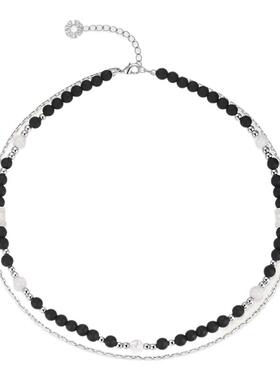 sunshifen黑白叠戴串珠项链