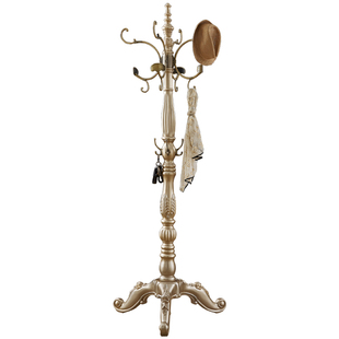 美式实木衣帽 轻奢现代香槟色客厅落地挂衣架 欧式卧室家用大衣架