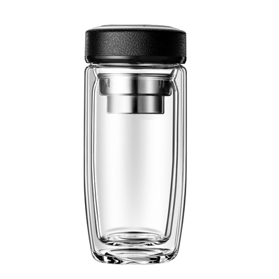 索赫双层玻璃杯户外便携茶水分离