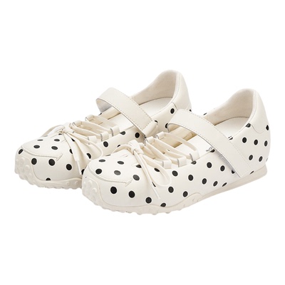 SMILEY笑脸白色波点蝴蝶结玛丽珍