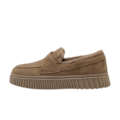 斯凯奇女款时尚加绒豆豆鞋乐福鞋