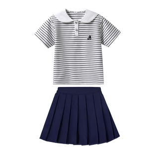 小学生班服校服儿童夏装短袖毕业运动服套装海军风幼儿园夏季园服