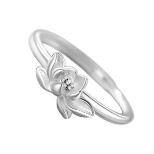 999纯银戒指女足银莲花设计高贵气质银指环礼物活口可调森系立体
