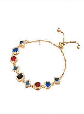 原创小众设计彩色锆石手链男女