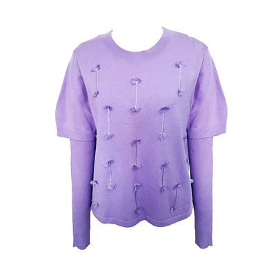 温暖小流苏毛织套头衫袖套可拆卸