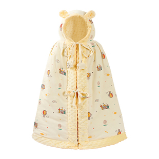 婴儿披风斗篷可伸手秋冬加厚儿童冬天外出挡风抱被宝宝防风衣外套