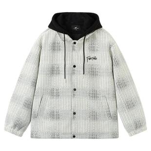 快鱼针织羽绒服男2025年冬季新款羽绒衣撞色连帽假两件保暖厚外套