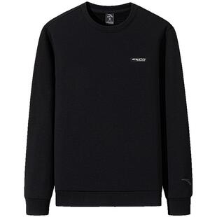 安踏加绒运动卫衣男士春季纯色训练套头衫加厚长袖上衣152547726N