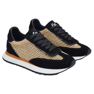 COOLCHAP2026春季新款牛皮真皮黑色透气编织网面羊皮鞋垫女款鞋子