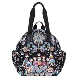 卡秀轻便大容量印花布包2025新百搭单肩双肩女包多用手提旅行背包