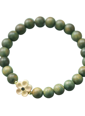 原创单圈绿檀木莲花判官手链