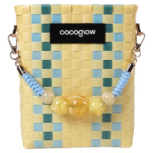 cocoglow迷你系列菜篮子斜挎包带珠子手工编织包女手提包托特包