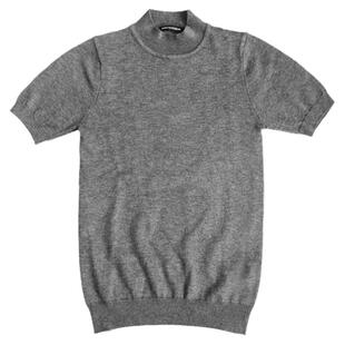 秋冬短袖中高领毛衣男修身针织纯色t恤半袖打底衫潮夏季冰丝线衣