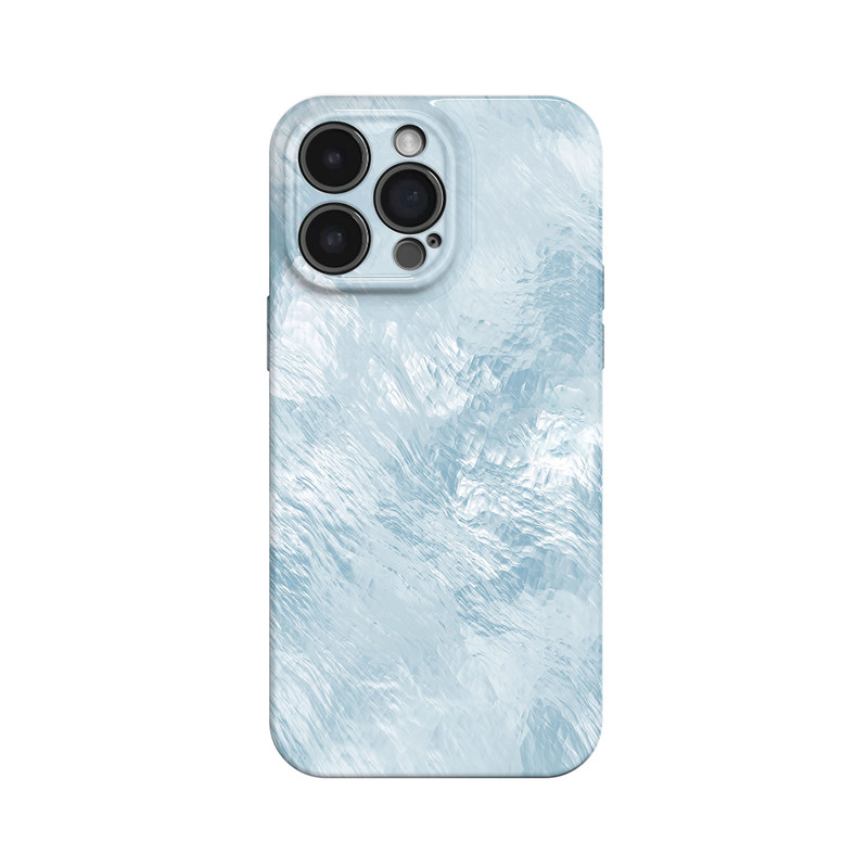 淡蓝色的冰~夏日清凉冰纹适用iPhone16/15promax手机壳新华为mate60小米14opporeno12苹果13vivox200一加ACE5